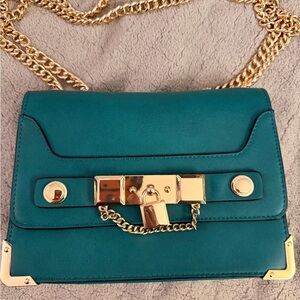 Aldo Teal Crossbody Bag with Gold Chain